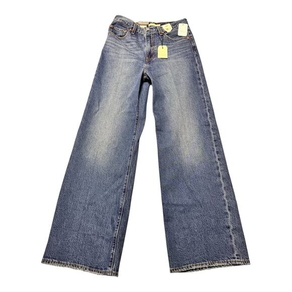 NWT Free People- Levi's Ribcage Wide leg Jeans 27 x32 Boho Hippie - Picture 1 of 10